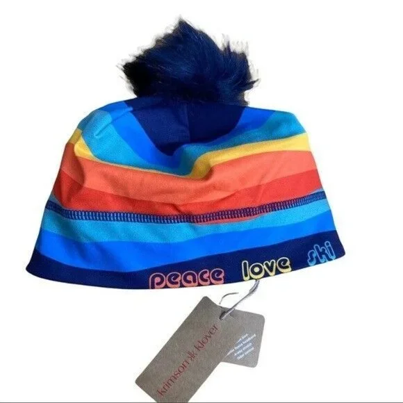 Krimson Klover HAT Peace Love Ski Pompom Beanie Après-ski Removable Pom - Picture 6 of 12